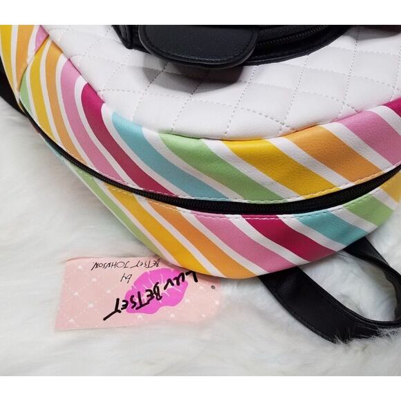 BETSEY JOHNSON Backpack School Bag PANDA BEAR RAINBOW PInk Mini Purse NEW Tags - Picture 10 of 13
